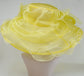 7" Wide Brim  One Flower Yellow  for Church, Wedding, Tea Party, Kentucky Derby HatWide Brim Organza Hat