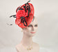 Red Silk Flower with  Sinamay Fascinator Hat bridal hat, royal ascot hat, kentucky derby hat, races hat