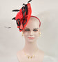Red Silk Flower with  Sinamay Fascinator Hat bridal hat, royal ascot hat, kentucky derby hat, races hat