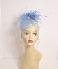 Powder Blue  Sinamay w Goose and Rooster Feather Flowers Fascinator Hat  Made On A Same Color Headband Many Colorful Feathers Available