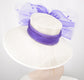 Church Kentucky Derby Hat Wide Brim Sinamay Hat Carriage Tea Party Wedding  White with Purple
