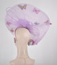 Lavender w Butterflies Goose Flowers and Ostrich Feather Quills Fascinator Kentucky Derby Hat Church Tea wedding Party Hat