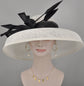 Audrey Hepburn Style Dome Hat Kentucky Derby Hat Tea Party Carriage Party  3 Layers  Wide Brim  Sinamay Hat White w Black