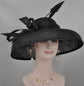 Audrey Hepburn Style Dome Hat Kentucky Derby Hat Tea Party Carriage Party 3 Layers Wide Brim Sinamay Hat Black