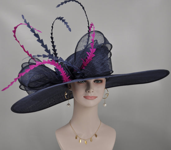 22089 Navy Blue + The Colors You Need Royal Ascot Horse Race Oaks day hat Carriage Tea Party Wedding Kentucky Derby Hat Party Hat