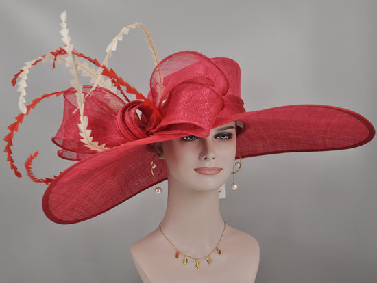 22089 Red+The Colors You Need Royal Ascot Horse Race Oaks day hat Carriage Tea Party Wedding Kentucky Derby Hat Party Hat