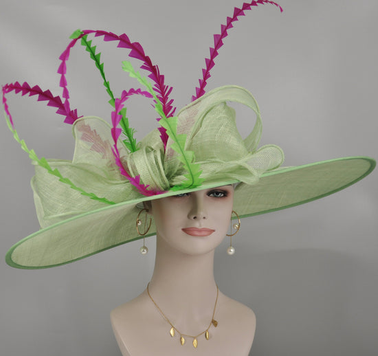 22089 Spring Green +The Colors You Need Royal Ascot Horse Race Oaks day hat Carriage Tea Party Wedding Kentucky Derby Hat Party Hat