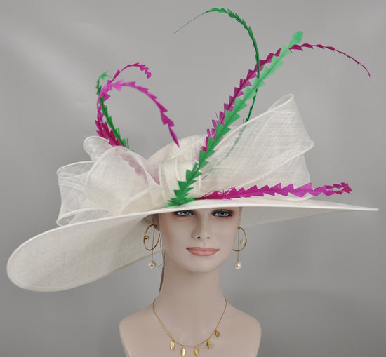 22089 White+The Colors You Need Royal Ascot Horse Race Oaks day hat Carriage Tea Party Wedding Kentucky Derby Hat Party Hat
