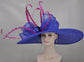 22089 Royal Blue w Hot Pink/Fuchsia Royal Ascot Horse Race Oaks day hat Carriage Tea Party Wedding Kentucky Derby Hat Party Hat