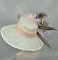 Ivory W Blush Pink Kentucky Derby Hat Wide Brim Sinamay Hat Colorful Butterflies order for you!! Design the hat according to your need!!!