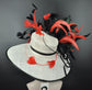 White w Red Black Kentucky Derby Hat, Church Hat, Wedding Hat, Easter Hat, Tea Party Hat Wide Brim Royal Ascot Horse Race Oaks day hat