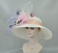 Ivory W Blush Pink Kentucky Derby Hat Wide Brim Sinamay Hat Colorful Butterflies order for you!! Design the hat according to your need!!!