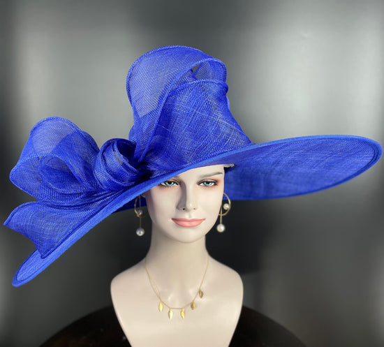 22089 Royal BlueRoyal Ascot Horse Race Oaks day hat Carriage Tea Party Wedding Kentucky Derby Hat Party Hat