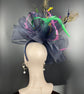 Kentucky Derby Hat Wedding Mother of Bride  Jumbo Fascinator Hat Cocktail Navy Blue Green Hot pink Lemon Yellow w Peacock Feathers