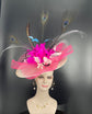 Ivory ( More color Options) Sinamay Disc Fascinator Hat Church Kentucky Derby Hat Women with  Jumbo Feather Flowers
