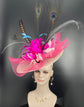 Ivory ( More color Options) Sinamay Disc Fascinator Hat Church Kentucky Derby Hat Women with  Jumbo Feather Flowers