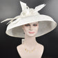 Audrey Hepburn Style Dome Hat Kentucky Derby Hat Tea Party Carriage Party  3 Layers  Wide Brim  Sinamay Hat White