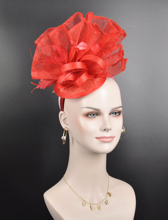 Red  Fascinator Hat, Kentucky Derby Hat, Church Hat, Wedding Hat, Easter Hat, Tea Party Hat, Royal Ascot Horse Race Oaks day hat