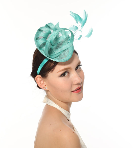 Loop Fascinator Hat for Weddings,church Tea Party Turquoise
