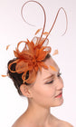 Kentucky Derby Feather Floral Sinamay Headband Fascinator Cocktail Orange