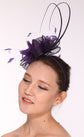 Kentucky Derby Feather Floral Sinamay Headband Fascinator Cocktail Purple