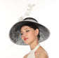 Black with White 3 Layers Kentucky Derby Hat, Church Hat, Wedding Hat, Easter Hat, Tea Party Hat