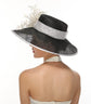 Black with White 3 Layers Kentucky Derby Hat, Church Hat, Wedding Hat, Easter Hat, Tea Party Hat