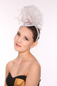 Kentucky Derby Feather Floral Sinamay Headband Fascinator Hat Cocktail  White