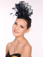 Kentucky Derby Feather Floral Sinamay Headband Fascinator Hat Navy Blue