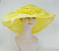 7" Wide Brim  One Flower Yellow  for Church, Wedding, Tea Party, Kentucky Derby HatWide Brim Organza Hat