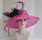 Church Kentucky Derby Hat  Carriage Tea Party Wedding  Hot Pink w Black