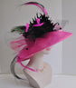 Church Kentucky Derby Hat  Carriage Tea Party Wedding  Hot Pink w Black