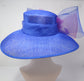 Church Kentucky Derby HatCarriage Tea Party Wedding Wide Brim  Royal Ascot Hat in Solid Sinamay Hat Royal  Blue w Hot Pink