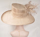 Champagne  Kentucky Derby, Tea Party Carriage Party  17.72 Inches  Wide Brim  Sinamay Hat