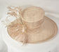 Champagne  Kentucky Derby, Tea Party Carriage Party  17.72 Inches  Wide Brim  Sinamay Hat