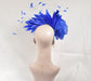 Royal  Blue  Silk Flower with Goose and Rooster Feather Flowers Fascinator Hat  Made On A Same Color Headband