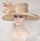 Champagne  Kentucky Derby, Tea Party Carriage Party  17.72 Inches  Wide Brim  Sinamay Hat