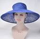 DIY  Kentucky Derby Hat Carriage Tea Party Wedding Wide Brim  Royal Ascot Base  Hat in Solid Sinamay Hat Royal Blue