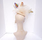 Kentucky Derby Hat Wedding Feather w Butterflies  Floral Organza w Sinamay Headband Fascinator Hat Cocktail Champagne