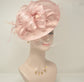 Sinamay Disc Fascinator with Feathers and Netting Blush Pink/Dusty Pink  Lovely Sophisticated For Kentucky Derby Hat Church Dress Cocktail