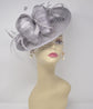 Sinamay Disc Fascinator Hat with Feathers and Netting  Gray  Lovely Sophisticated For derby Race Church Dress Cocktail