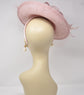 Sinamay Disc Fascinator with Feathers and Netting Blush Pink/Dusty Pink  Lovely Sophisticated For Kentucky Derby Hat Church Dress Cocktail