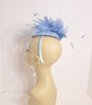 Powder Blue  Sinamay w Goose and Rooster Feather Flowers Fascinator Hat  Made On A Same Color Headband Many Colorful Feathers Available