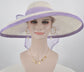 White W Lavender  Big Bow Jumbo Feather Flower and Trim Kentucky Derby, Tea Party Carriage Party  19.69 Inches  Wide Brim  Sinamay Hat