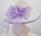 White W Lavender  Big Bow Jumbo Feather Flower and Trim Kentucky Derby, Tea Party Carriage Party  19.69 Inches  Wide Brim  Sinamay Hat