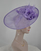 Lavender / Light Purple  Sinamay Disc Fascinator Hat with   Handmade Silk Flowers and Feathers