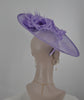 Lavender / Light Purple  Sinamay Disc Fascinator Hat with   Handmade Silk Flowers and Feathers