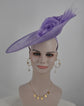 Lavender / Light Purple  Sinamay Disc Fascinator Hat with   Handmade Silk Flowers and Feathers