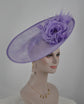 Lavender / Light Purple  Sinamay Disc Fascinator Hat with   Handmade Silk Flowers and Feathers