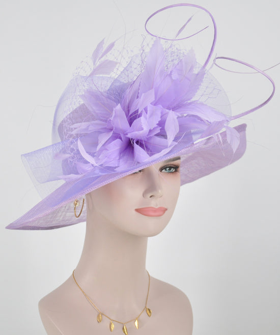 Church Kentucky Derby Hat Carriage Tea Party Wedding  JumboRoyal Ascot Horse Race Oaks day hat( Lavender+ more colors)